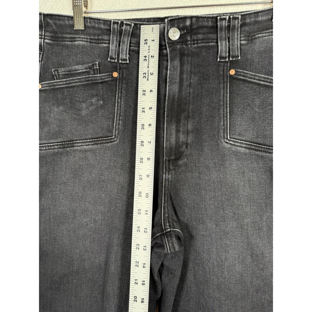PAIGE Anessa Grunge Edgy Boho High Rise Wide Leg Jeans Fade Blk Raw Hem Fits 33 - Picture 5 of 8
